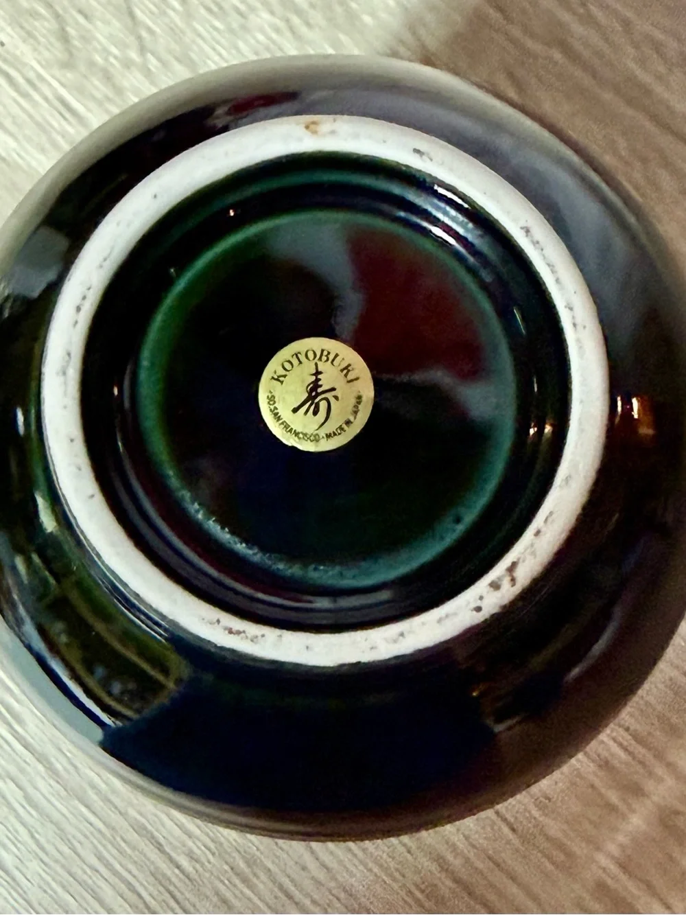 Kotobuki Japanese Mini Ikebana Vase Ceramic, vibrant green, blue, and black